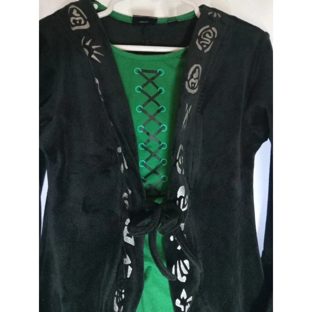 Disney Hocus Pocus Halloween Costume Dress Black/Green Lace-Up S/M Stretch